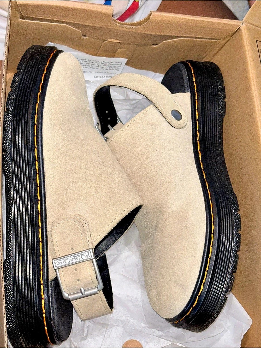 Dr. Martens Brookline Mule Light Tan Bronx Suede Light Tan Suede Platform Mules
